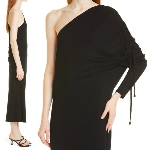 New Birgitte Herskind Bjorg One Shoulder Jersey Knit Dress Black Size M - Picture 2 of 8
